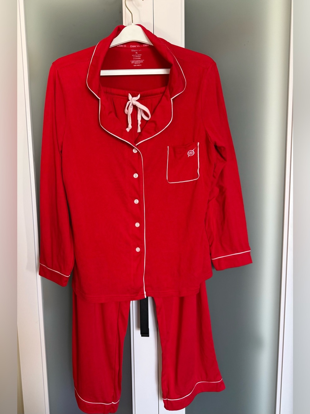 Born Red Pajama Set with White Piping